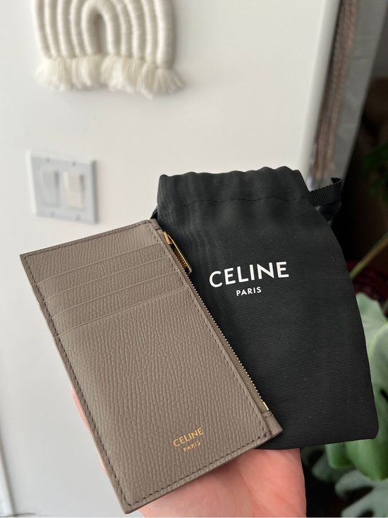 Celine Handbags - Celine Pebble Zipped Compact Card Holder in grained calfskin